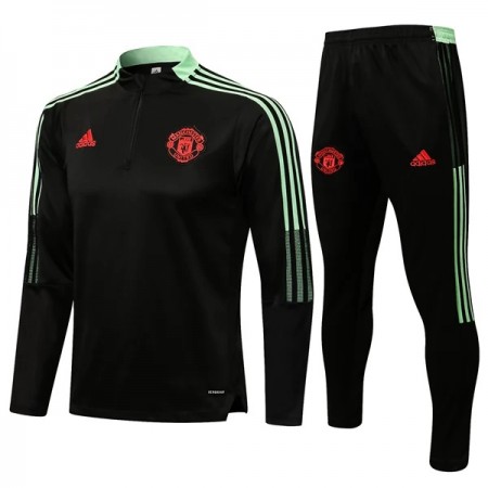 Manchester United Dziecięca Komplet Bluzy Treningowe Czarny 22-23 Ćwiartka-Suwak